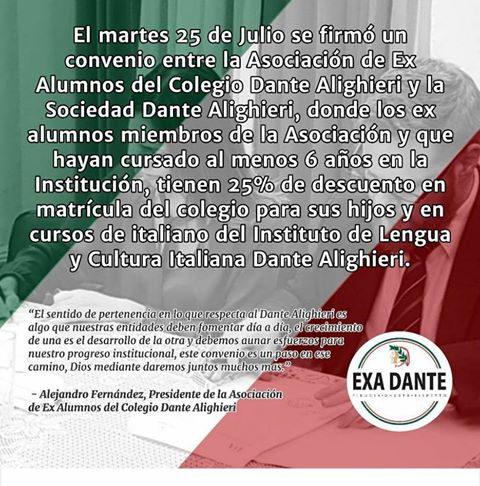 Convenio con la Asociación de Ex Alumnos del Colegio Dante Alighieri